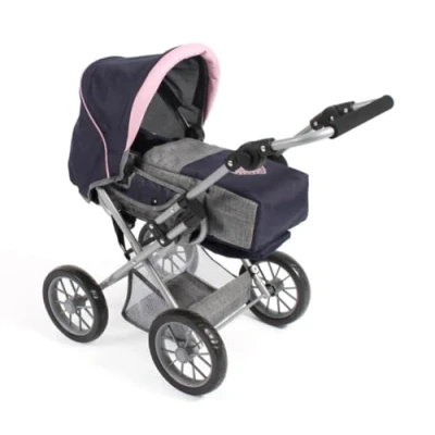 Immagine di Bayer Chic 2000 passeggino per bambole Leni, combinato 2 in 1 con custodia rimovibile, grigio melange, rosa