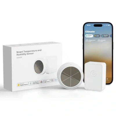 Immagine di Meross WiFi Termometro Igrometro Intelligente con Hub, App e Controllo Vocale, Supporta Avvisi Notifiche, Compatibile Apple HomeKit, Alexa, Google Home Smartthings