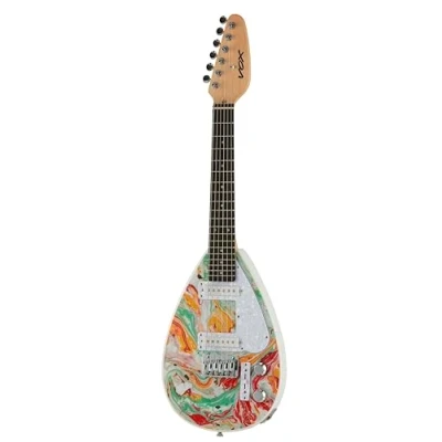 Immagine di VOX MK3 MINI MARBLE, Chitarra Elettrica Scala Ridotta 476mm, Forma a Goccia, Corpo in Terentang, Manico Acero e Tastiera Purpleheart, Colore Marble