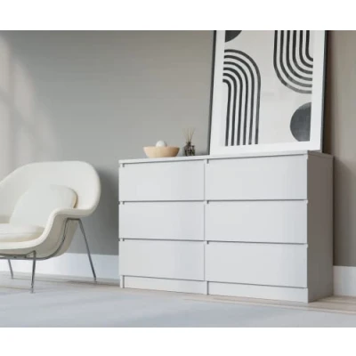 Immagine di 3xEliving Cassettiera con 6 cassetti 140 cm, colore bianco, D: x 38 78 cm