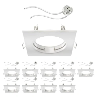 Immagine di ledscom.de 10 pz. cornice da incasso a soffitto RIR angolare bianca opaca (LED/alogena/MR16/50mm) incl. presa GU5.3