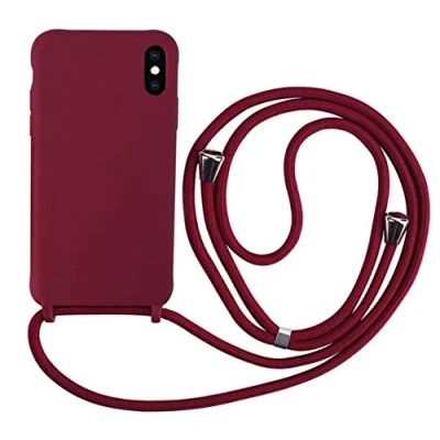 Immagine di MEVIS Cover Compatible con iPhone X/XS,Cover Pratico Cordino,con Cordino TPU Corda Silicone Case Bumpe Rosso