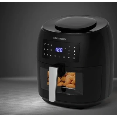 Immagine di Dictrolux Friggitrice ad aria lt 7,4 con oblò, capacità 7,4,Temperatura regolabile da 80C a 200C, 9 programmi di cottura automatici, timer, 1800 W