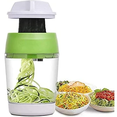 Immagine di 4 in 1 Spiralizzatore di Verdure Affetta a Spirale con Contenitore Tagliapasta Mano per Spaghetti Zucchine Carote Cetrioli