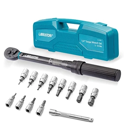 Immagine di LIBRATON Chiave dinamometrica 1/4 pollici, 5 25 Nm, 0,1 bicicletta e moto, micro regolazione su 0,1, ±3% precisione di errore con asta prolunga, esagonali bussole Torx bit