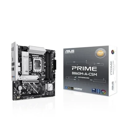 Immagine di ASUS PRIME B860M A CSM, Scheda Madre Intel mATX, 7+1+1+1 Fasi di Alimentazione, Slot DDR5, PCIe 5.0, 2 M.2, Ethernet Realtek 2.5 GB, Doppia DisplayPort, HDMI, USB C 20 Gbps, Nera