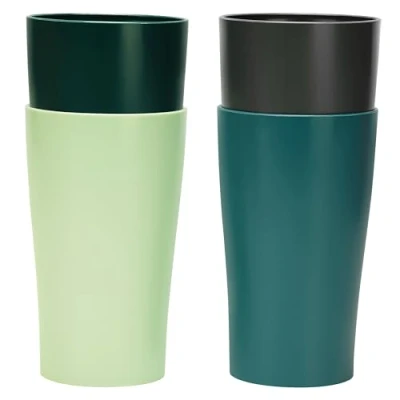 Immagine di Belle Vous 4 Bicchieri Plastica Rigida Infrangibili e Riutilizzabili da 400 ml Tazza Portatile Senza BPA Per Acqua, Bevande Calde/Fredde Microonde Lavastoviglie Campeggio