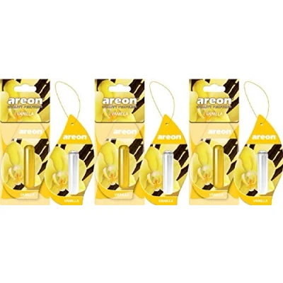 Immagine di Areon liquido deodorante per auto profumo vaniglia dolce ciondolo appeso a lunga durata Home 3D 5 ml multi pack Set di 3