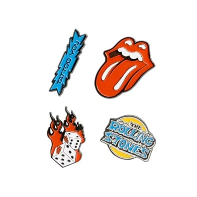 Immagine di Grupo Erik: Set Spille The Rolling Stones 4 Spillette Personalizzate di Stones, Smaltate in metallo, Gadget, Idea regalo