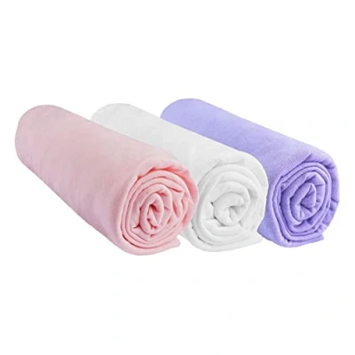 Immagine di Set di 3 lenzuola con angoli, in cotone jersey, 60 x 120 cm, colore: rosa e bianco puro, marca Easy Dort per culla o lettino cm Oeko Tex sonno sano facile da pulire età 0 4 anni
