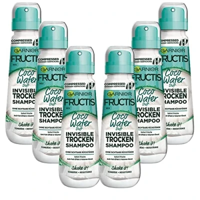 Immagine di Garnier Fructis Invisible Shampoo a secco per capelli grassi e piatti, rinfresca i con effetto anti grasso &amp; volume Boost, Coco Water, 6 x 100 ml