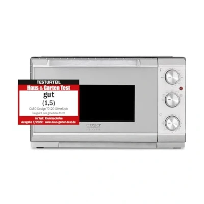 Immagine di CASO TO 20 SilverStyle Forno di design, litri, 3 livelli alloggiamento, 70 230 C, 5 funzioni: aria calda, spiedino girevole con motore, calore superiore, inferiore, superiore