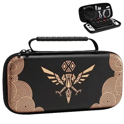 Immagine di TiMOVO Custodia Compatibile con Nintendo Switch OLED Model 2021/Switch, Case da Viaggio 10 Porta Cartucce di Gioco Rigida Portatile per Console Joystick joycon,Aquila Nera