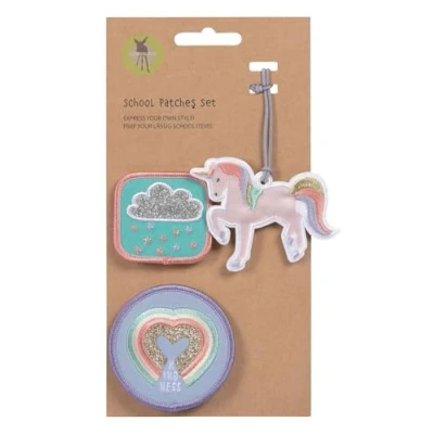 Immagine di LÄSSIG Set di ciondoli e toppe (3 pezzi) con chiusura a scatto/School Patches Unicorn glitter