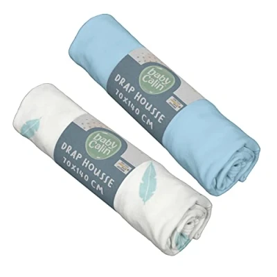 Immagine di BabyCalin Set di 2 lenzuola con angoli elasticizzati, 70 x 140 cm, certificato OEKO TEX