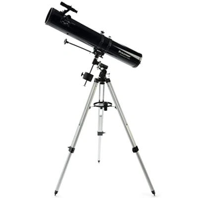 Immagine di Celestron 21045 PowerSeeker 114EQ Telescopio riflettore include due oculari, lente di Barlow, treppiede in altezza regolabile e vassoio accessori Deluxe, nero