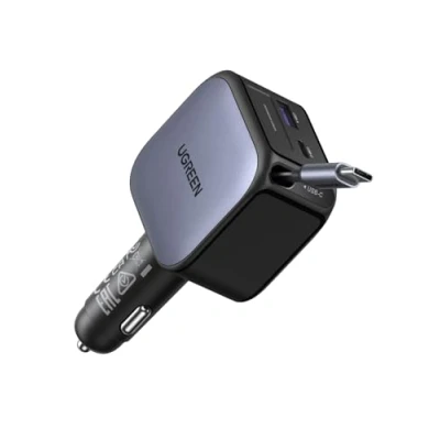 Immagine di UGREEN 60W Retrattile Caricatore Auto, Caricabatteria Accendisigari USB C 4 Porta Ricarica Rapida, Compatibile con iPhone 16/15/14, Samsung Galaxy S25/24, Pixel9/8, MacBook, iPad Pro