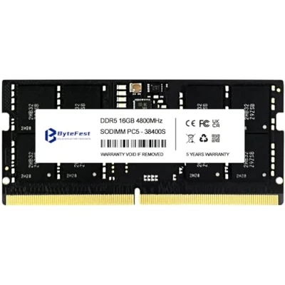 Immagine di ByteFest RAM DDR5 16GB 4800MHz PC5 38400 CL40 1.1V SODIMM On die ECC 262 Pin Laptop/Notebook/All in One/NUC/NAS Moduli di memoria