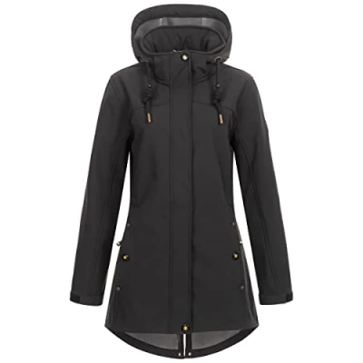 Immagine di Ankerglut Ankerglutbrise Cappotto Corto da Donna in Softshell, con Cappuccio, Foderato Giacca, Nero, 46