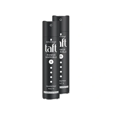 Immagine di TAFT spray per capelli Power Invisible grado di tenuta 5 (250 ml), styling senza incollaggio e appesantire, siliconi fino a 24 ore, 2 x 250 ml
