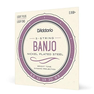 Immagine di D&#039;Addario EJ60+ 5 String Banjo Strings, Nickel, Light Plus, 9.5 20