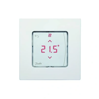 Immagine di Danfoss 088U1015 Termostati per ambienti sporgenti Icon schermo digitale, 230 V, riscaldamento a pavimento idraulico e altre applicazioni con motori, bianco