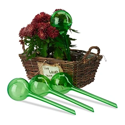 Immagine di Relaxdays 4 Sfere per Irrigazione, Dosatori d’Acqua Piante da Vaso, Durata 2 Settimane, in Plastica, Verdi, PVC, Verde, Set 4X