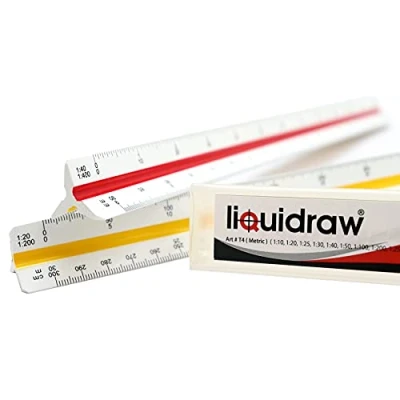 Immagine di Liquidraw T4 30 cm Architectural metrico triangolare scala righello bianco