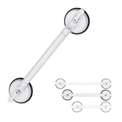 Immagine di Relaxdays Manico Maniglia da Doccia con Ventose, L 57 69 cm, 70 kg di Capacità, Supporto per Vasca, Anziani e Bambini, Bianco, 90% plastica 10% gomma,