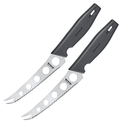 Immagine di Westmark 2 Coltelli da Formaggio Professionali, Dimensioni Lama: 13,5 cm, Lunghezza: 25 Acciaio Inox/Plastica, Master Line, Nero/Argento, 135622E3