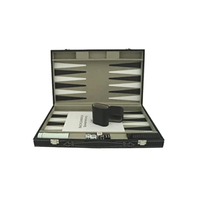Immagine di PrimoGames Attaché Case backgammon Game Set da in finta pelle con rivestimento interno feltro pregiato 48 x 38 cm inclusi i bicchieri per dadi
