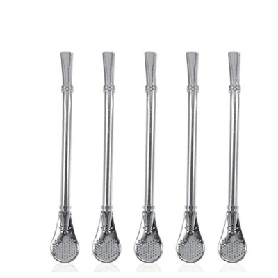 Immagine di Cannucce per bevande, tè, caffè Riutilizzabile Cannuccia in acciaio Inossidabile Filtro, 4/5/10 pezzi, Acciaio, 5PCS