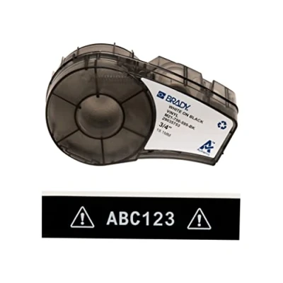 Immagine di Brady Nastro in Vinile per Stampanti ii Etichette M211 e M210 Industriali Adesive Cavi/Nomi Bianco su nero (19.05mm x 6.40m) M21 750 595 BK