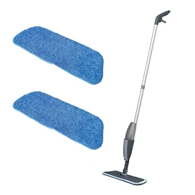 Immagine di Addis Essentials Mocio piatto in microfibra con 2 testine di ricambio, grigio e azzurro, taglia unica, confezione da 1