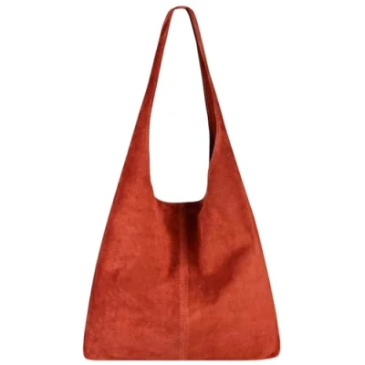 Immagine di Modarno borsa a tracolla da donna in pelle scamosciata pochette, tracolla, shopper, donna, vera (Mattone Rosso)