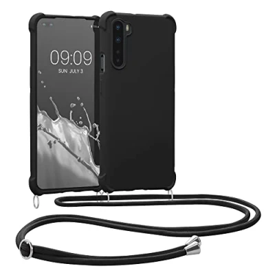 Immagine di kwmobile Custodia Compatibile con OnePlus Nord Cover Back Case in Silicone TPU Protezione Smartphone Cordino nero