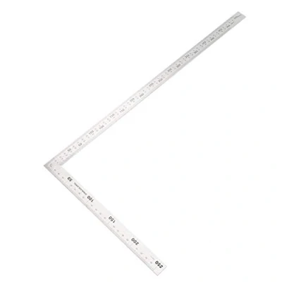 Immagine di righello quadrato in acciaio inossidabile a doppia scala per la lavorazione del legno forma di L righello(500mm*250mm)