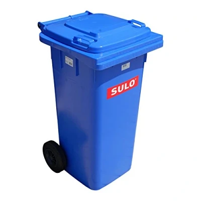 Immagine di Pattumiera SULO 120 L, Blu, contenedore riciclaggio con ruote e coperchio, raccolta differenziata (22070)