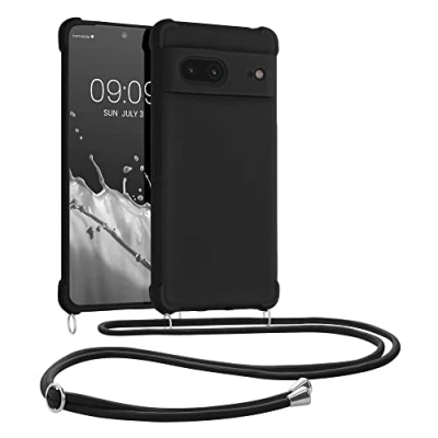 Immagine di kwmobile Custodia Compatibile con Google Pixel 7 Cover Back Case in Silicone TPU Protezione Smartphone Cordino nero