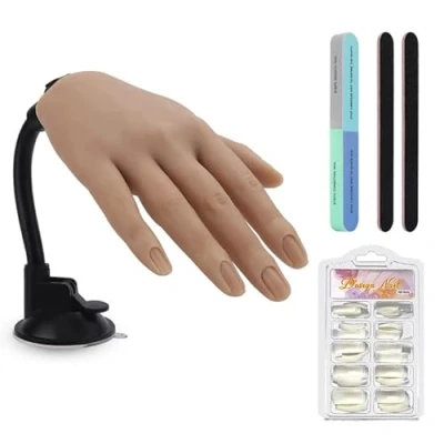 Immagine di Yokilly Mano Finta Per Ricostruzione Unghie,Mani Pratica Unghie in Silicone,Con 100 Pezzi Tip Finte Regolabili 3 Professionali File Uso Domestico e Salone