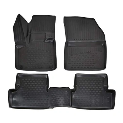 Immagine di J&amp;J Automotive 3D Tappeti Tappetini Auto In TPE Gomma Su Misura Per 3008/5008 dal 2017, Con Bordo Alto, Nero, Antiscivolo, Inodore