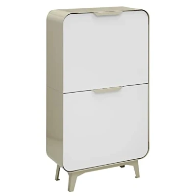 Immagine di Arregui Round CR431 R Pattumiera Differenziata 4 Scomparti x 17L (68L) Contenitore in Acciaio da Interno Mobile Raccolta Design Cestino Spazzatura Cucina Crema e Bianco