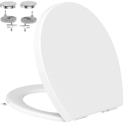 Immagine di YEAUPE PRO Sedile WC con chiusura ammortizzata, maniglia igienica di sollevamento, cerniere a sgancio rapido, in ABS regolabile, coperchio per vasca, resistente, 150 kg, facile da pulire, forma O