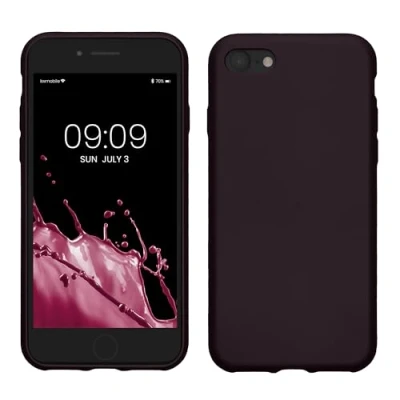 Immagine di kwmobile Custodia Compatibile con Apple iPhone SE (2022) / (2020) 8 7 Cover Back Case Morbida Protezione in Silicone TPU Effetto metallizzato bordeaux