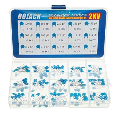 Immagine di BOJACK 15 Valori 150 pezzi 2KV / 100 pF a 10 nF Kit assortimento condensatori ceramici DIP ad alta tensione