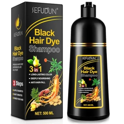 Immagine di Shampoo Tintura Capelli Neri, Istantanea Capelli, in Minuti, Naturale e di Lunga Durata per Uomini Donne, 500ML