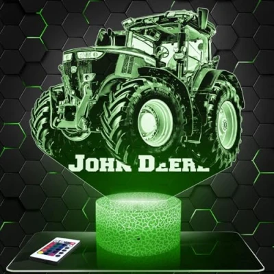 Immagine di Lampada da comodino, Luce notturna tattile J.Deere trattore agricolo illusione 3D LED, idea regalo di Natale per ragazzi e ragazze notte bambini o adulti TOP