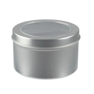 Immagine di Ideen mit Herz Scatola portaoggetti con finestra nel coperchio, richiudibile, per piccoli oggetti, materiale da ufficio e bricolage, rotonda, diametro 8 cm, altezza 5 cm