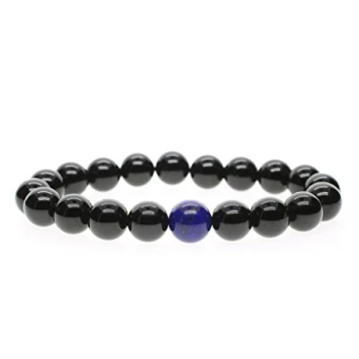 Immagine di COAI Bracciale in Tormalina Nera e Lapislazzuli, Energetico pietre semi preziose