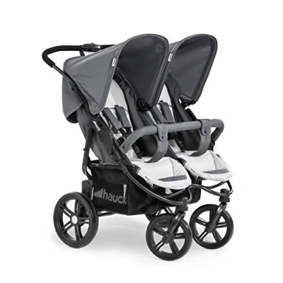 Immagine di hauck Roadster Duo SLX Passeggino Gemellare Doppio Dalla Nascita Fino a 30 kg, Compatibile con Navicella Morbida 2in1 Pieghevole, Compatto Grigio, Argento